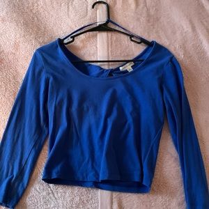 Blue long sleeve crop top
